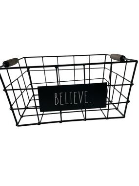 Rae Dunn ‘Believe’ Black Wire Storage Basket Christmas